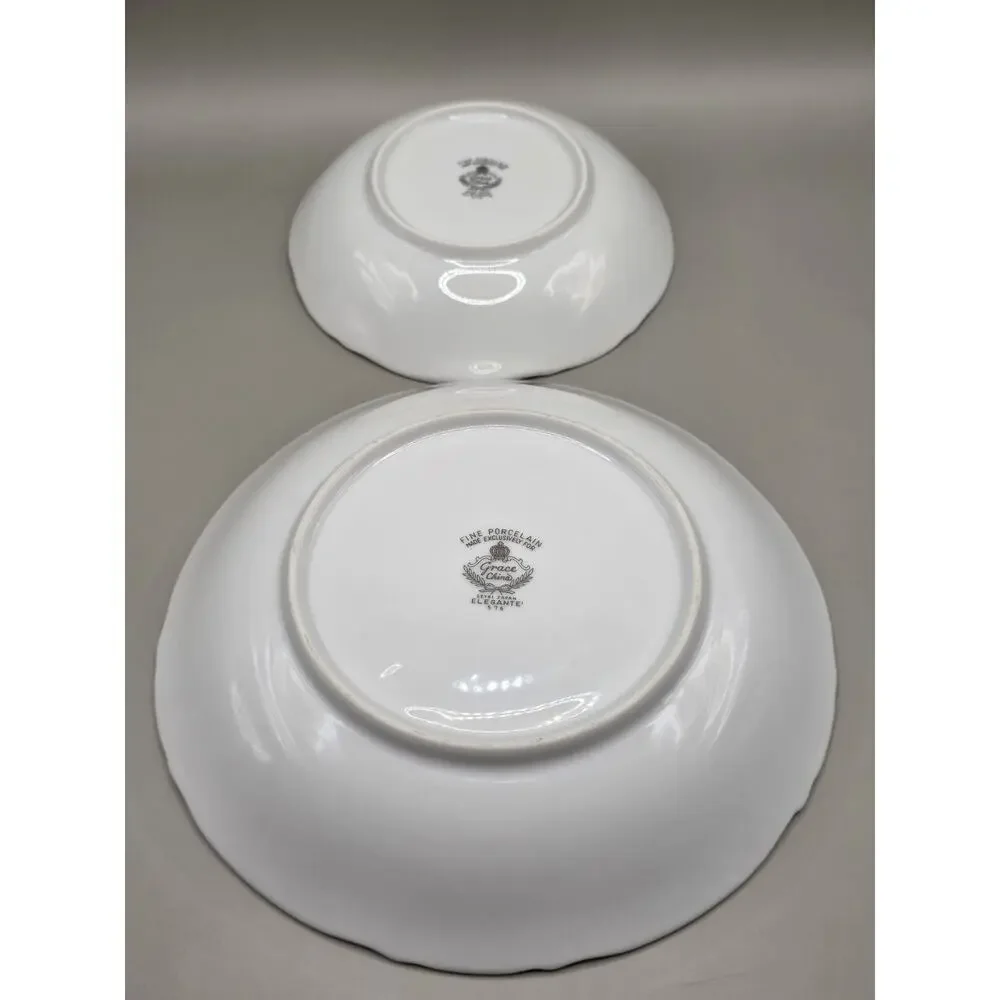 Vintage Grace China Elegante Serving Bowls Set 576 Seyei Japan Rose Platinum